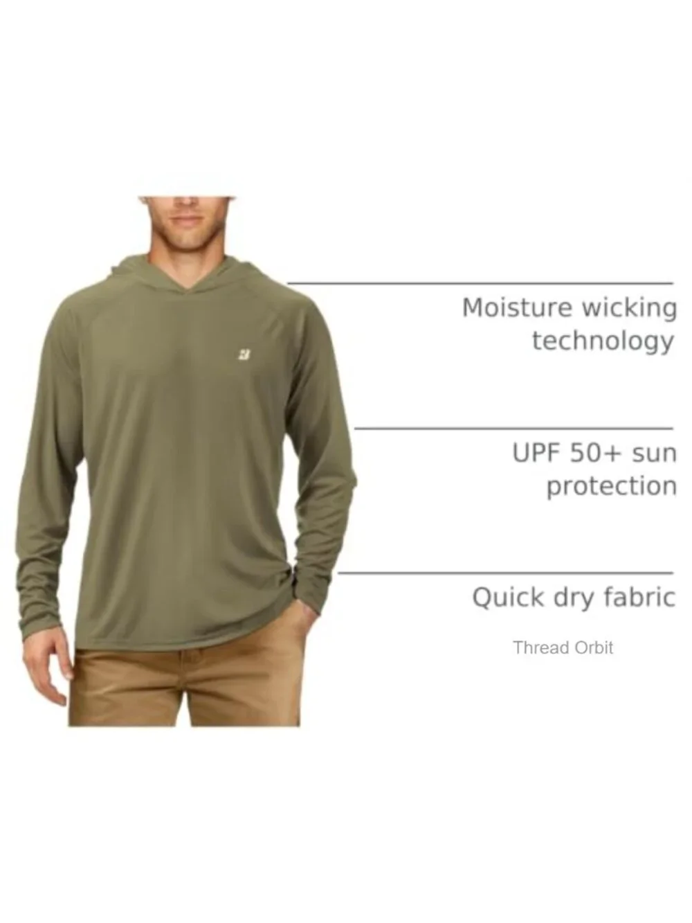 UPF 50+ Long Sleeve Sun Protection Hoodie Rash Guard for Fishing Hiking Running